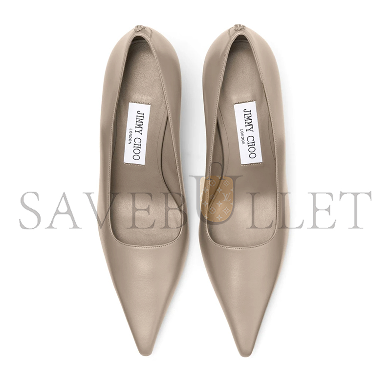 JIMMY CHOO IXIA 80 TAUPE LEATHER PUMPS IXIA80CLF